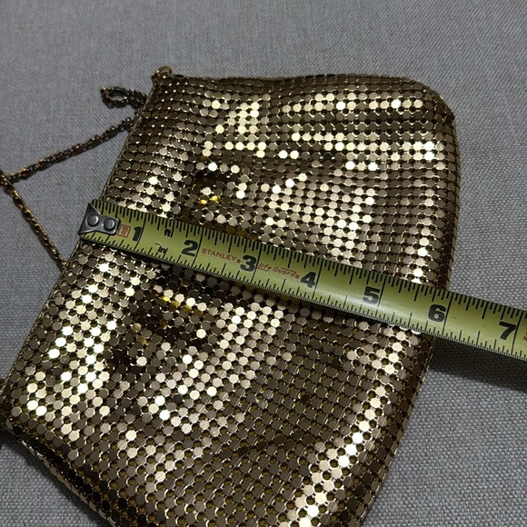 Vintage Metal Mesh Bag-Crossbody Chain Link Strap-8.5x6-Gold Toned - Picture 11 of 16